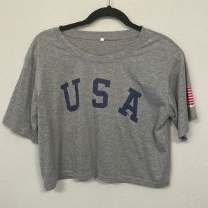 Womens USA Slightly Cropped TShirt